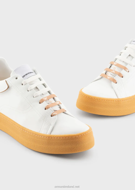 Men 086V1944 Sustainable Collection Recycled-Leather Sneakers Armani White