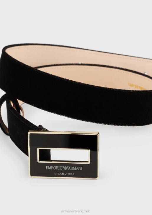 Women 086V746 Velvet Belt With Square Plate Armani Black