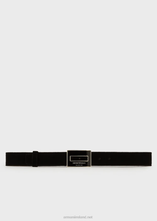 Women 086V746 Velvet Belt With Square Plate Armani Black