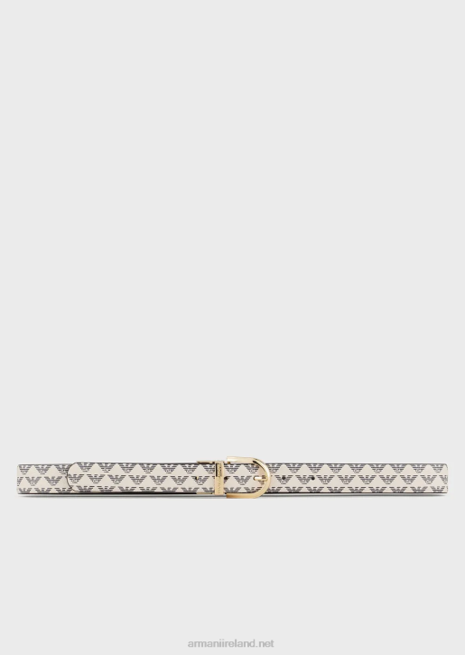 Women 086V748 All-Over Eagle Two-Toned Reversible Belt Armani Black Logo