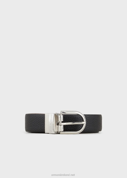 Women 086V750 Reversible Two-Tone Belt With Deer Print Armani Black