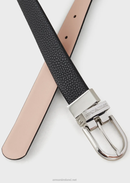 Women 086V750 Reversible Two-Tone Belt With Deer Print Armani Black