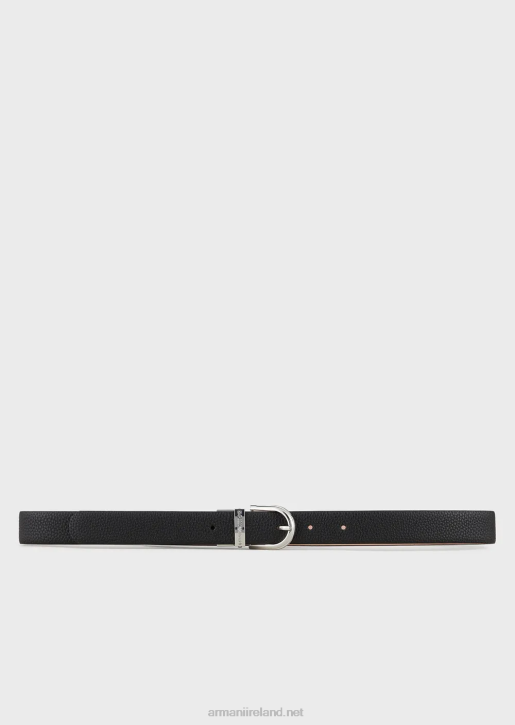 Women 086V750 Reversible Two-Tone Belt With Deer Print Armani Black