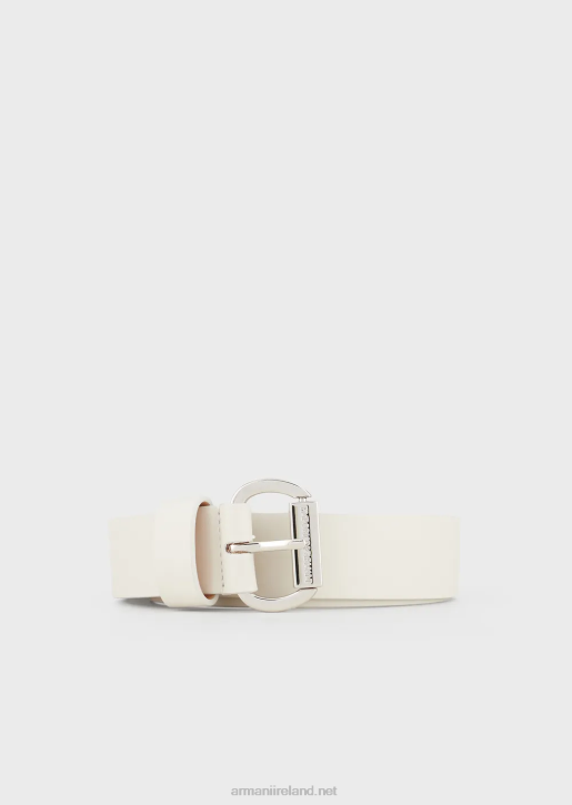 Women 086V751 Leather Belt With Logo Buckle Armani Milky White
