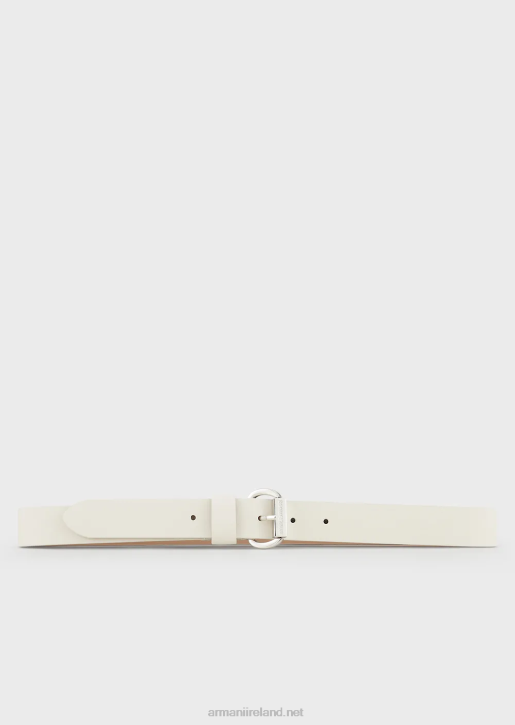 Women 086V751 Leather Belt With Logo Buckle Armani Milky White