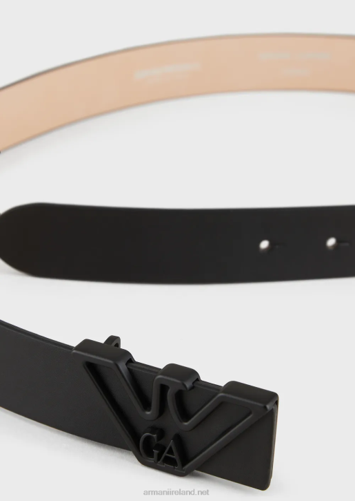 Women 086V752 Smooth Leather Belt With Eagle Plate Armani Black