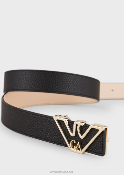 Women 086V753 Belt With Deer-Print Eagle Plate Armani Black