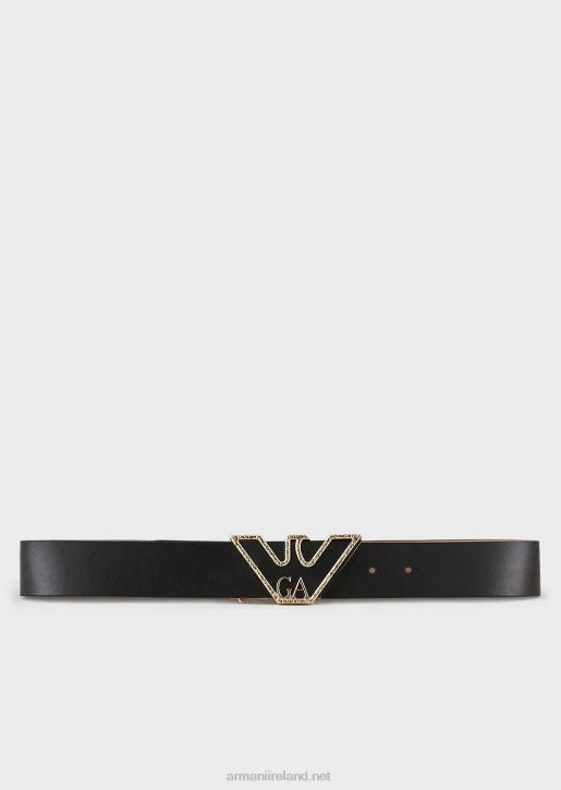 Women 086V755 Belt With Moulded Eagle Buckle Armani Black