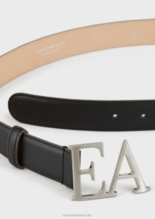 Women 086V756 Leather Belt With Moulded Ea Buckle Armani Black
