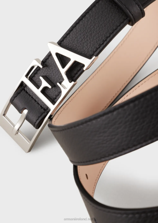 Women 086V757 Leather Belt With Moulded Ea Buckle Armani Black