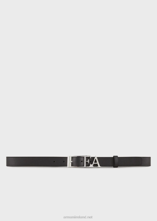 Women 086V757 Leather Belt With Moulded Ea Buckle Armani Black