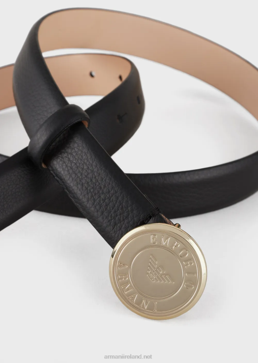 Women 086V760 Leather Belt With Medallion Buckle Armani Black
