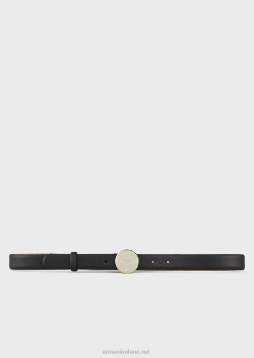 Women 086V760 Leather Belt With Medallion Buckle Armani Black