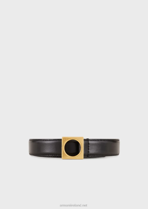 Women 086V761 Brushed-Leather Belt With Geometric Buckle Armani Black