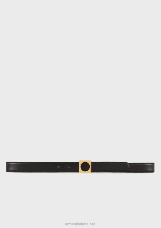 Women 086V761 Brushed-Leather Belt With Geometric Buckle Armani Black