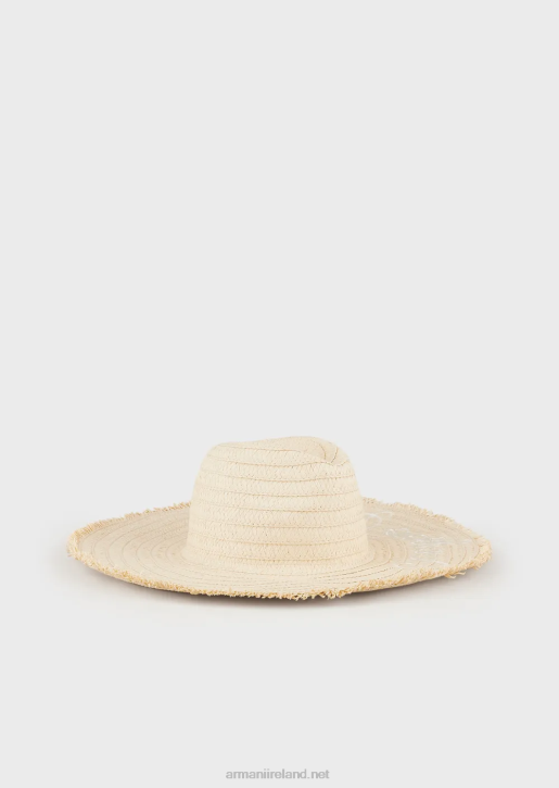 Women 086V774 Paper Yarn Beach Hat With Embroidered Logo Armani