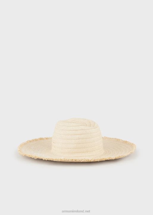 Women 086V774 Paper Yarn Beach Hat With Embroidered Logo Armani