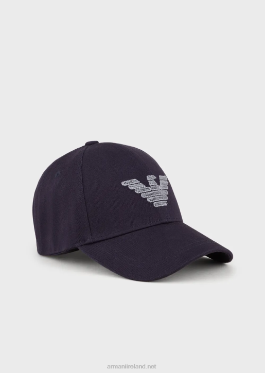 Women 086V777 Beach Baseball Cap With Terrycloth Eagle Patch Armani Navy Blue