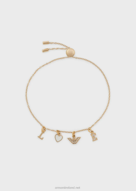 Women 086V783 White Mother Of Pearl Chain Bracelet Armani Gold