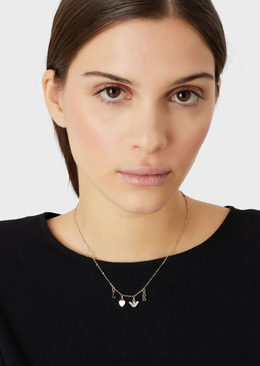Women 086V784 White Mother Of Pearl Chain Necklace Armani Gold