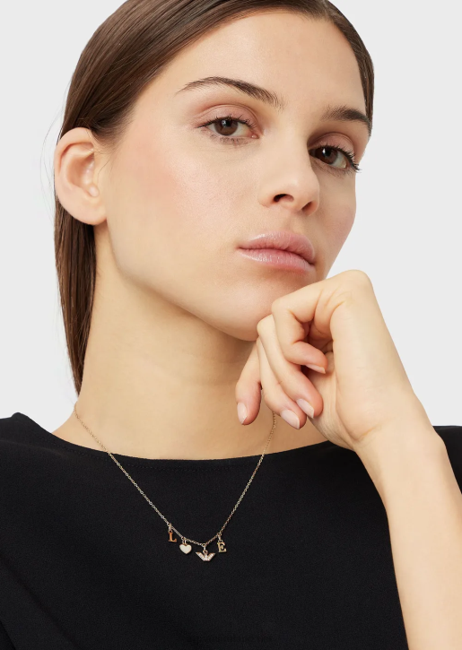 Women 086V786 White Mother Of Pearl Components Necklace Armani Rose Gold