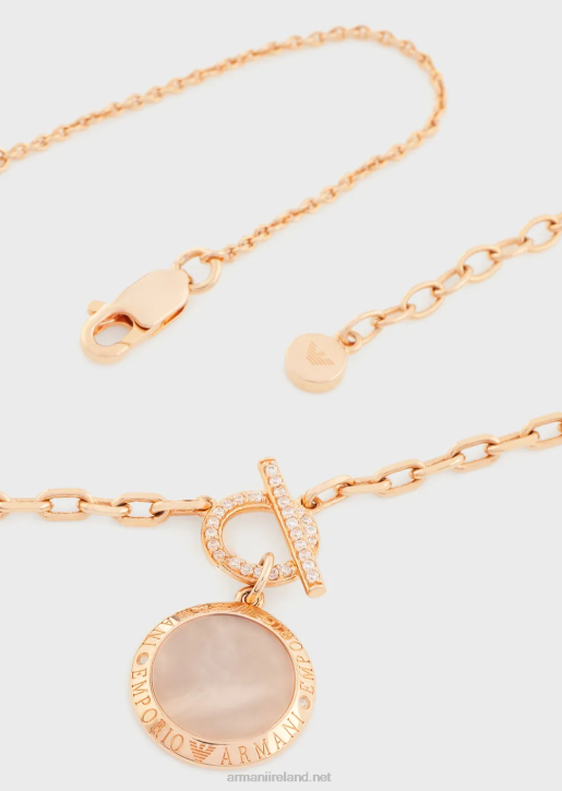 Women 086V788 Peach Mother Of Pearl Pendant Necklace Armani