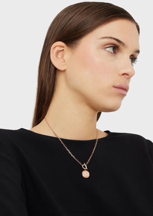 Women 086V788 Peach Mother Of Pearl Pendant Necklace Armani
