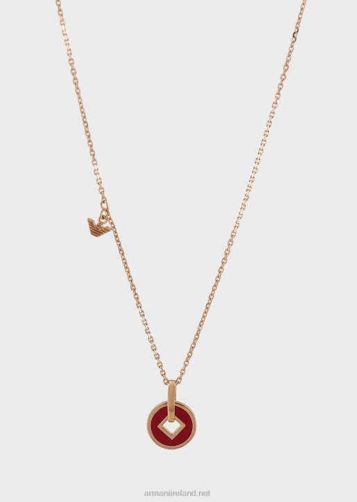 Women 086V790 Rose Gold-Tone Sterling Silver Pendant Necklace Armani Gold