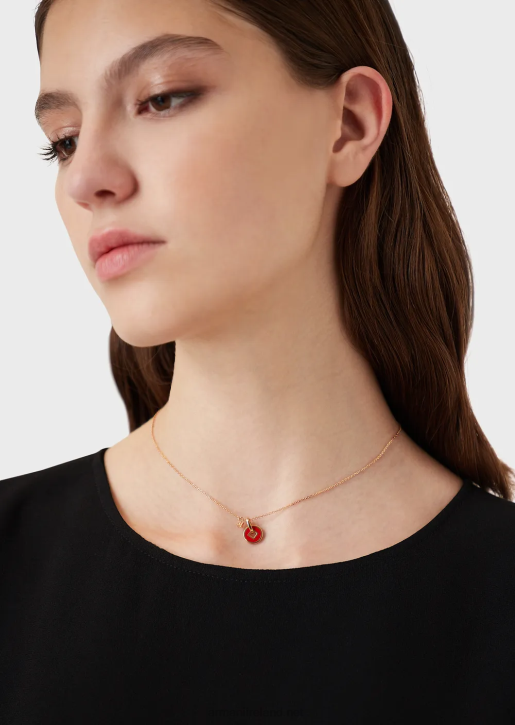 Women 086V790 Rose Gold-Tone Sterling Silver Pendant Necklace Armani Gold