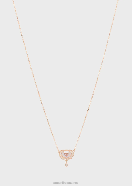 Women 086V791 Rose Gold-Tone Sterling Silver Pendant Necklace Armani Rose Gold
