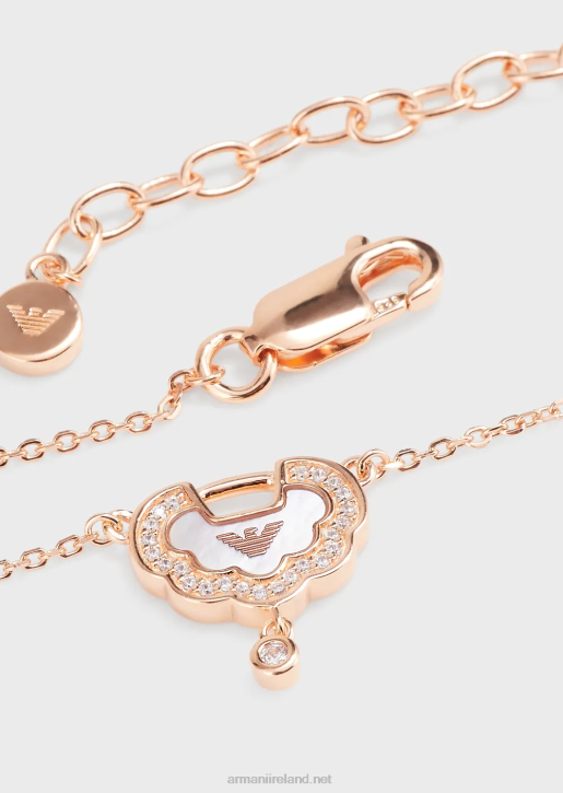 Women 086V791 Rose Gold-Tone Sterling Silver Pendant Necklace Armani Rose Gold