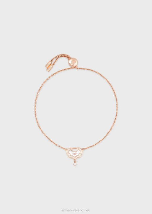 Women 086V792 Rose Gold-Tone Sterling Silver Id Bracelet Armani Rose Gold