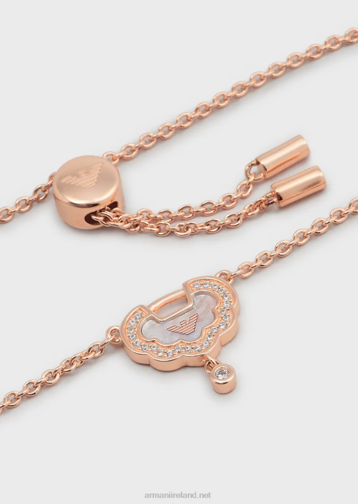 Women 086V792 Rose Gold-Tone Sterling Silver Id Bracelet Armani Rose Gold