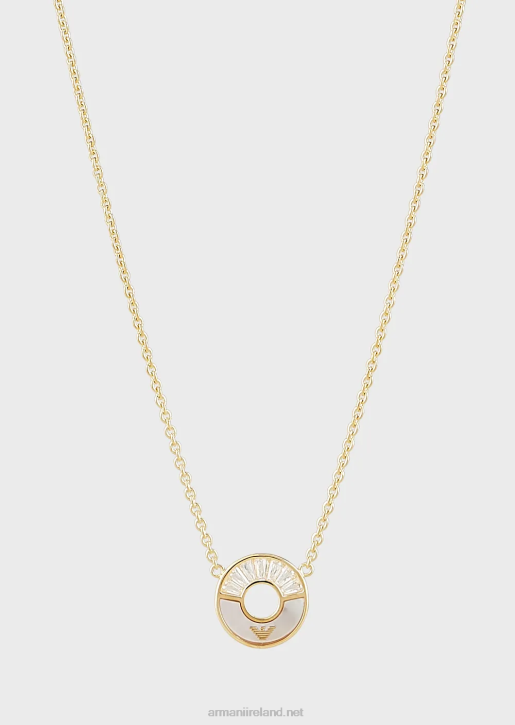 Women 086V793 White Mother Of Pearl Pendant Necklace Armani Gold
