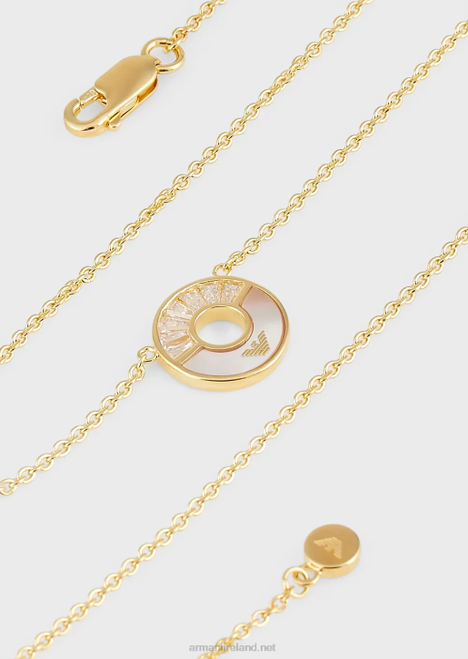 Women 086V793 White Mother Of Pearl Pendant Necklace Armani Gold