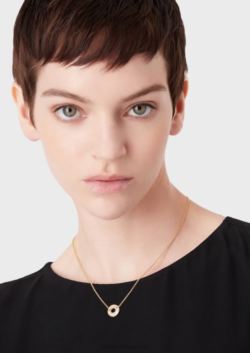 Women 086V793 White Mother Of Pearl Pendant Necklace Armani Gold