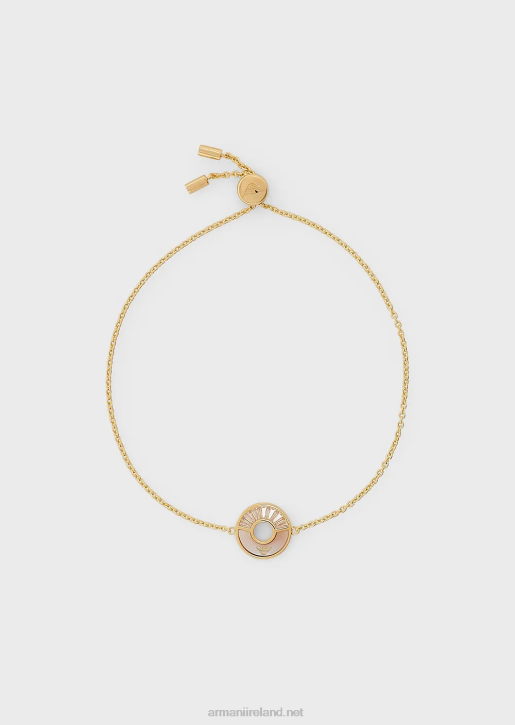Women 086V794 White Mother Of Pearl Chain Bracelet Armani Gold