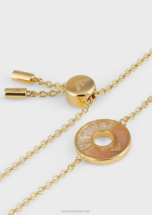 Women 086V794 White Mother Of Pearl Chain Bracelet Armani Gold
