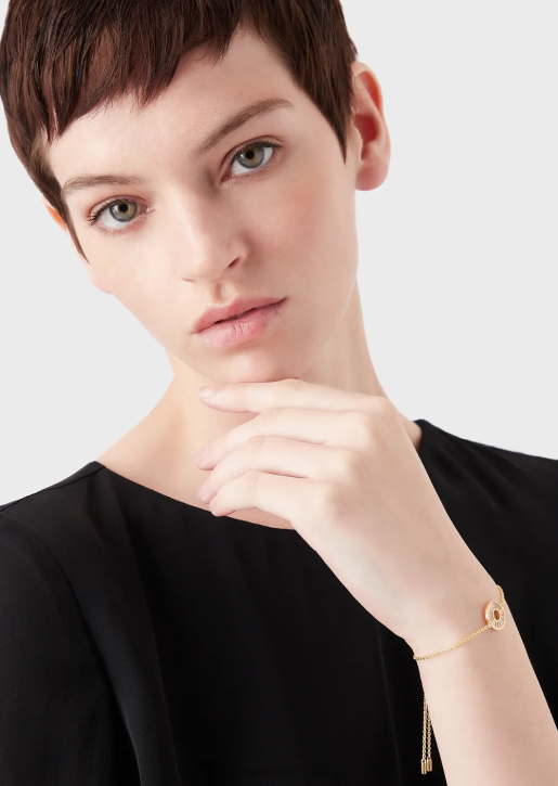 Women 086V794 White Mother Of Pearl Chain Bracelet Armani Gold
