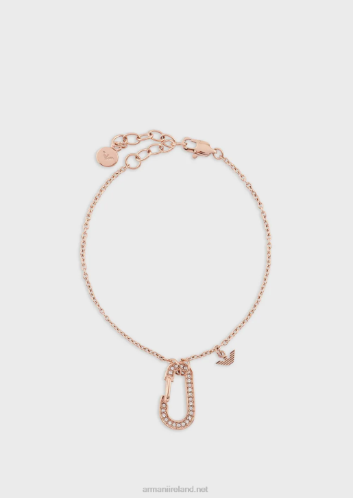 Women 086V796 Rose Gold-Tone Stainless Steel Chain Bracelet Armani