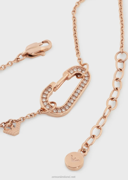 Women 086V796 Rose Gold-Tone Stainless Steel Chain Bracelet Armani