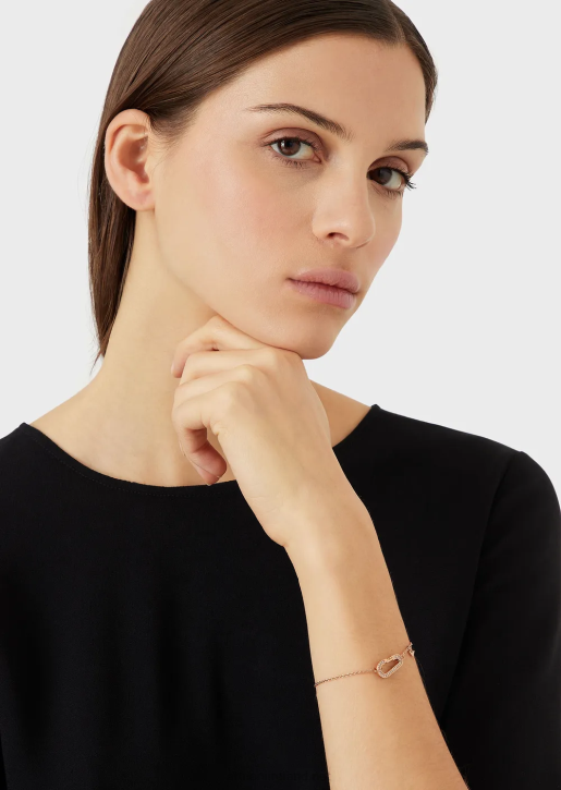 Women 086V796 Rose Gold-Tone Stainless Steel Chain Bracelet Armani