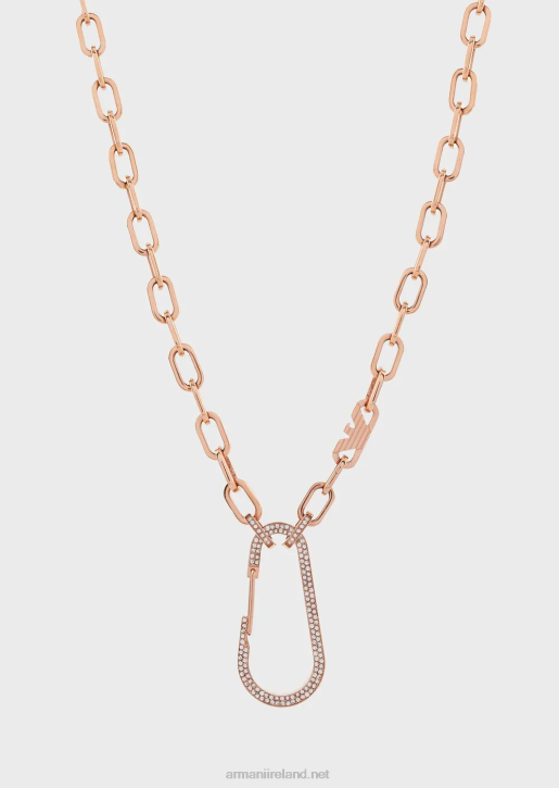 Women 086V797 Rose Gold-Tone Stainless Steel Chain Necklace Armani Rose Gold