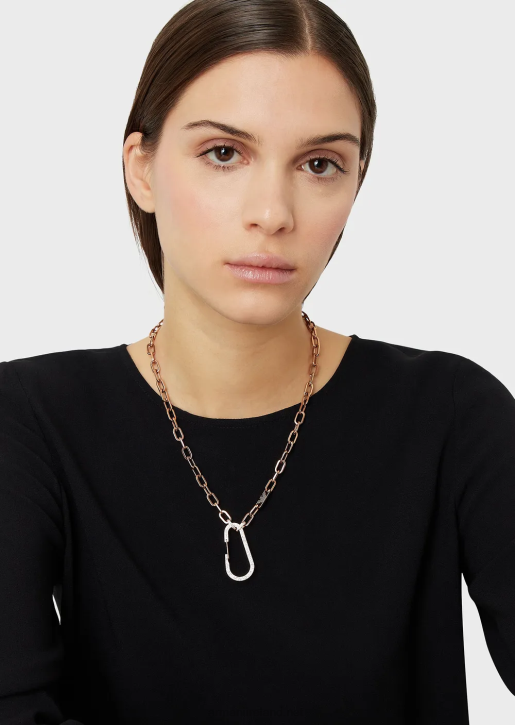 Women 086V797 Rose Gold-Tone Stainless Steel Chain Necklace Armani Rose Gold