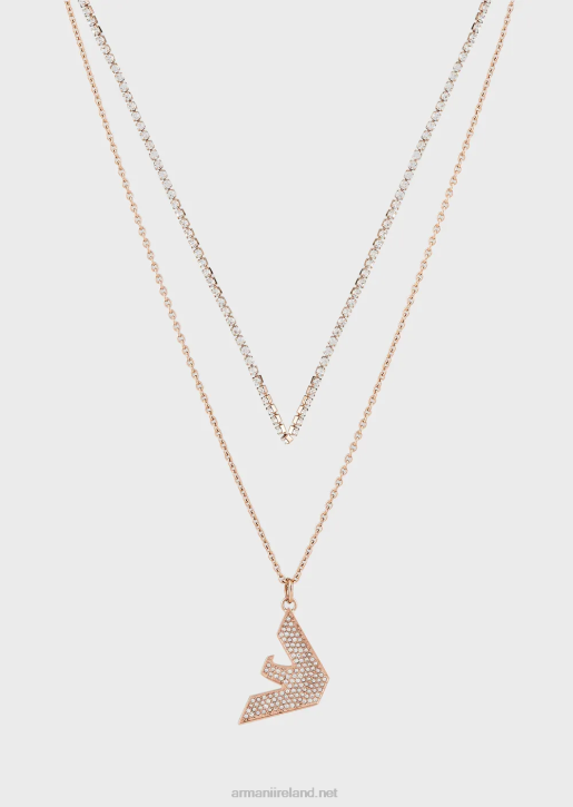Women 086V798 Rose Gold-Tone Stainless Steel Pendant Necklace Armani Rose Gold