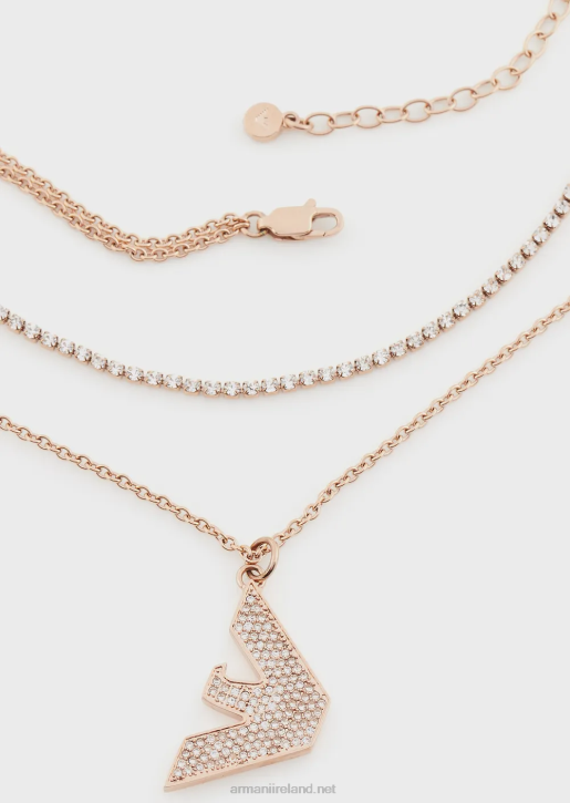 Women 086V798 Rose Gold-Tone Stainless Steel Pendant Necklace Armani Rose Gold