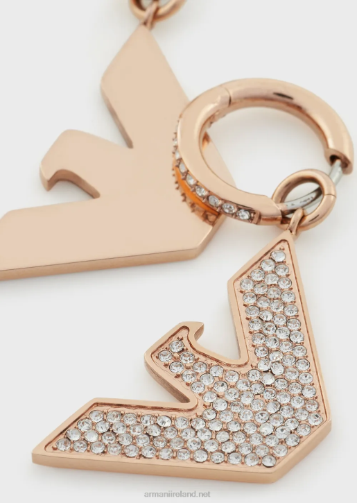 Women 086V799 Rose Gold-Tone Stainless Steel Hoop Earrings Armani Rose Gold