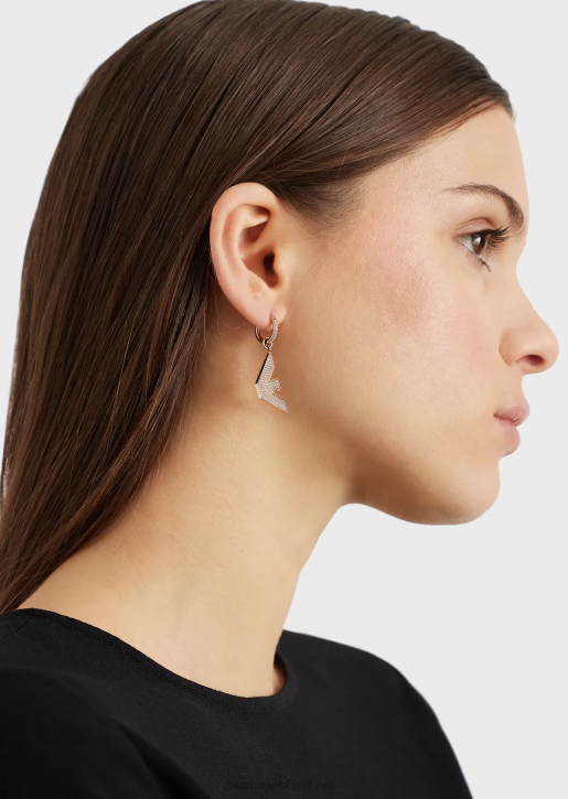 Women 086V799 Rose Gold-Tone Stainless Steel Hoop Earrings Armani Rose Gold