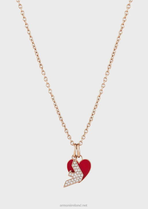 Women 086V800 Red Lacquer Pendant Necklace And Charms Set Armani Rose Gold