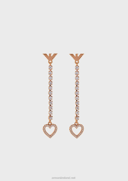 Women 086V801 Rose Gold-Tone Brass Drop Earrings Armani Rose Gold